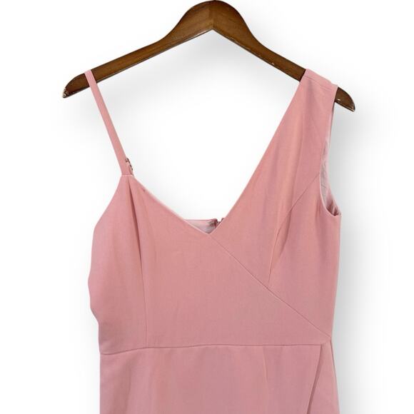 NEW Revolve NBD Adios Asymmetrical Mini Dress Size M Blush Pink Crepe Party - Picture 3 of 14